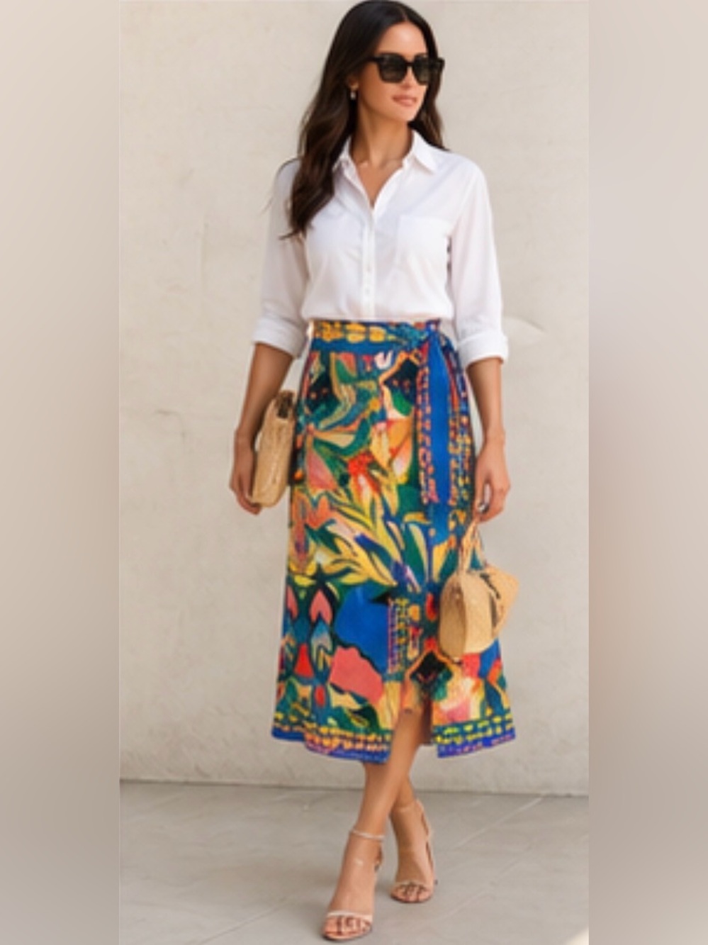 NWT Elie by Elie Tahari Colorful Floral Midi/Maxi Skirt Size 8 – MSRP $68